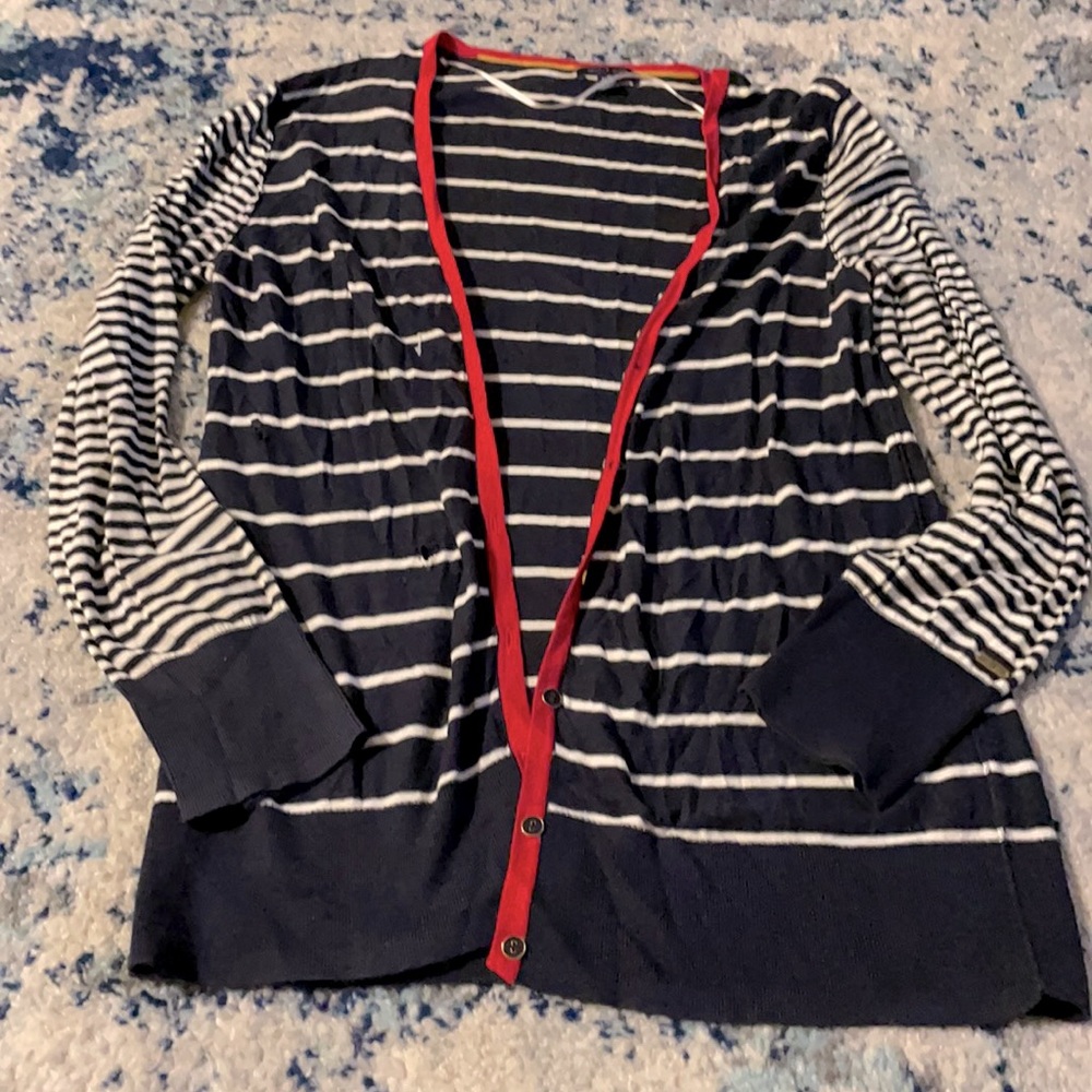 Slim Fit Striped Blue and White Cardigan